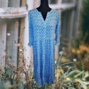 Aqua Blue Cottagecore Boho Maxi Dress